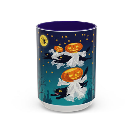 🐈‍⬛🎃 The Flying Black Cats Of Halloween Colorful Mug – Whimsical Storybook Charm