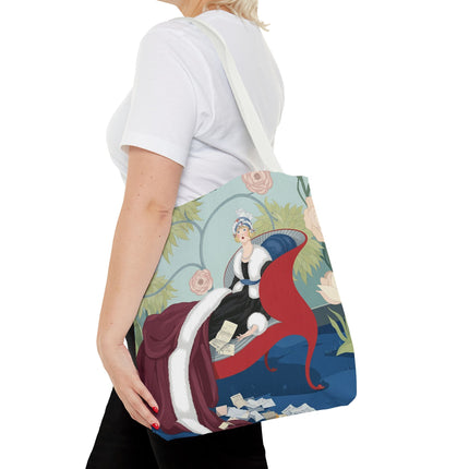 💌🌸 The Lady Of The Secret Letters Tote Bag – Art Deco Floral Elegance