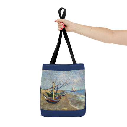 Fishing Boats on the Beach at Saintes-Maries by Vincent Van Gogh Tote Bag (AOP)