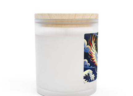 Majestic White Crane Frosted Glass Candle, 11oz