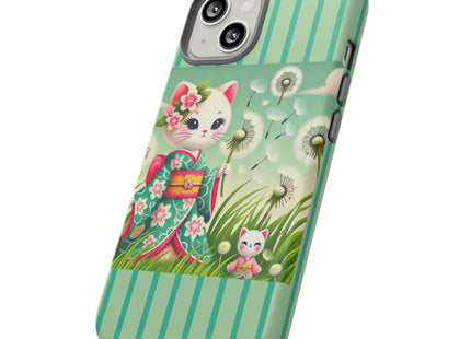 Geisha Kitten and the Dandelion Phone Cases