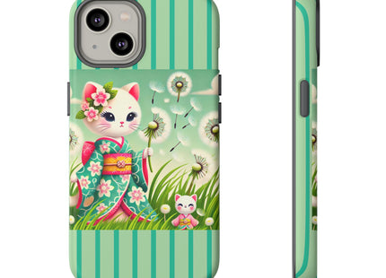 Geisha Kitten and the Dandelion Phone Cases