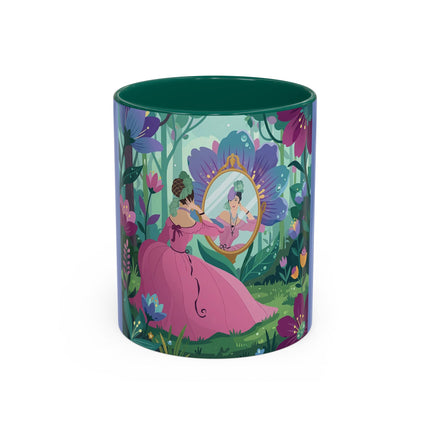 The Lady Of The Enchanted Mirror Colorful Mugs – Art Deco Botanical Elegance