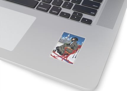 Elegant Winter Woman in Sleigh Kiss-Cut Stickers (4 Sizes)