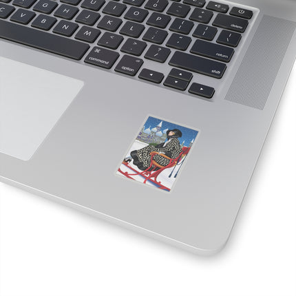 Elegant Winter Woman in Sleigh Kiss-Cut Stickers (4 Sizes)
