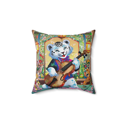 Melodies of the Snow Lion Cub Spun Polyester Square Pillow
