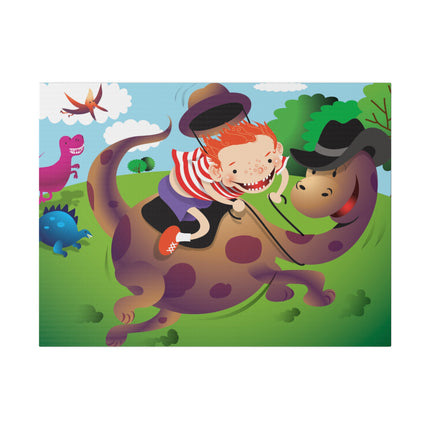 Rip-Roaring Fun – Playful Boy and Dinosaur Adventure