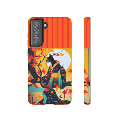 Black Cat in Kimono Phone Cases