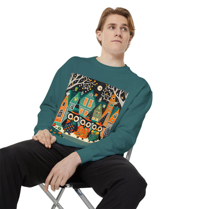 Night of the Trick-or-Treating Owlets Unisex Garment-Dyed Sweatshirt