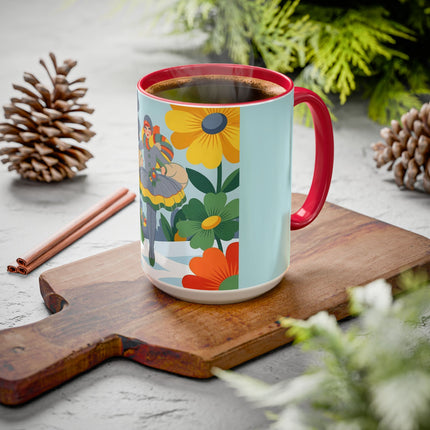❄️🌼 The Winter Flower Wanderer Colorful Mug – Colorful Art Deco Snow Fantasy