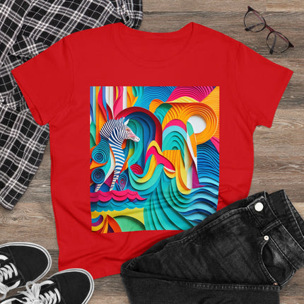 Surfing Zebra Women's Midweight Cotton Tee