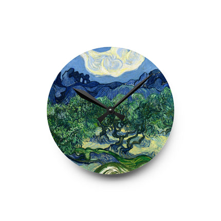 Olive Trees by Vincent Van Gogh Acrylic Wall Clock, Round and Square