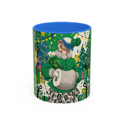 🍀🎄 The Emerald Holly Christmas Colorful Mug – Art Deco Holiday Elegance