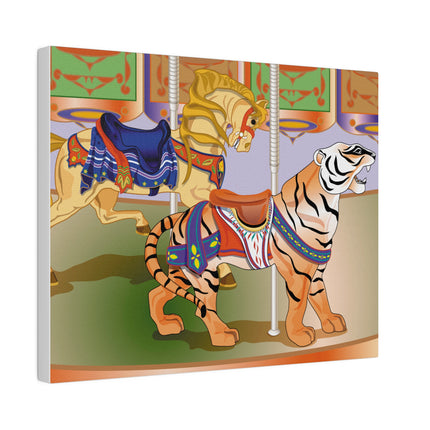 Carousel Splendor – Golden Horse and Tiger on a Whimsical Ride