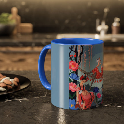 The Ladies Of The Enchanted Hammock Colorful Mugs – Art Deco Whimsical Garden Elegance