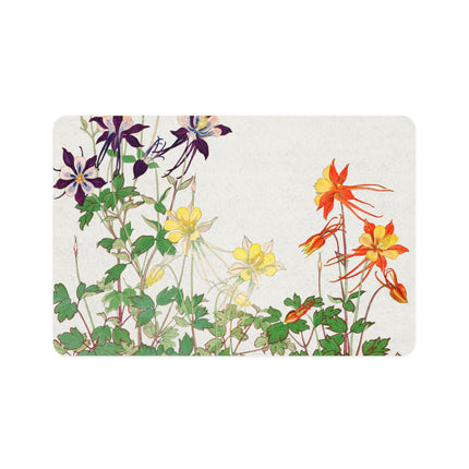 Vintage Columbine Garden Pet Food Mat – Japanese Woodblock Bloom