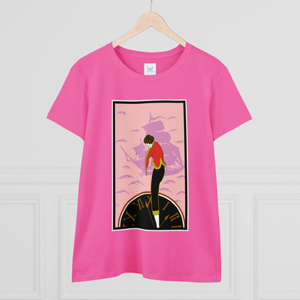 Woman Waiting for her Beloved at 1:59 by Kobayashi Kaichi Women's Midweight Cotton Tee