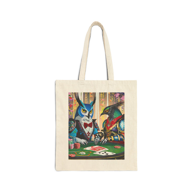 Cyberpunk Owl & Raven Cotton Canvas Tote Bag