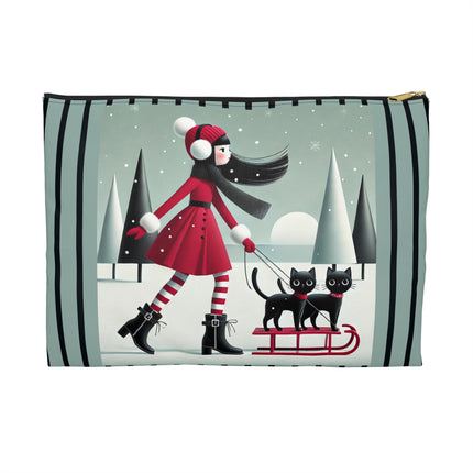 Red Sled & Curious Cats Accessory Pouch