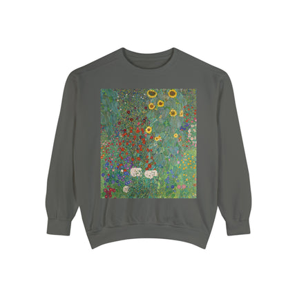Farm Garden with Sunflowers by Gustav Klimt Unisex Garment-Dyed Sweatshirt