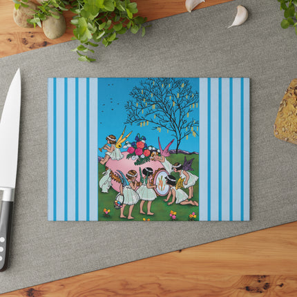 Enchanted Easter Gathering Glass Cutting Board