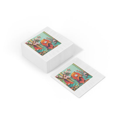A Playful Red Panda White Coined Napkins