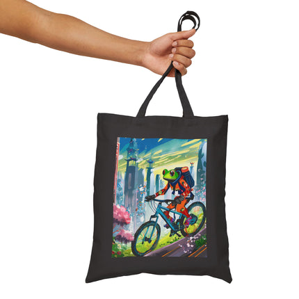 Cyberpunk Frog Cotton Canvas Tote Bag