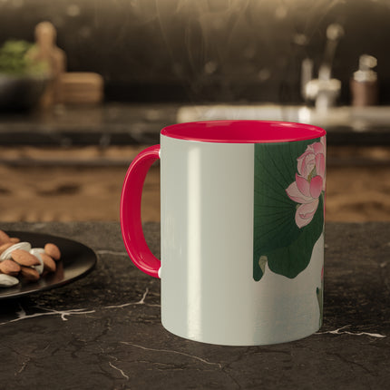 Blooming Lotus Flowers by Ohara Koson Colorful Mugs, 11oz