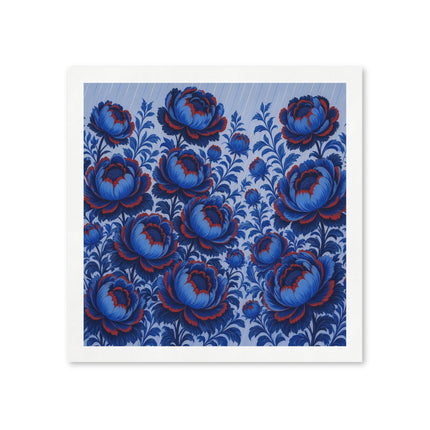 💙🌺 The Midnight Blue Peony Garden Napkins – Elegant Botanical Floral Art