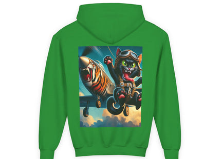 Parachuting Cat Commando Youth Heavy Blend Hooded Sweatshirt