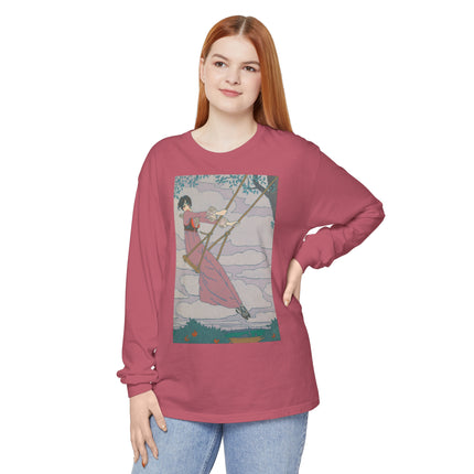 La balançoire by Georges Lepape Garment-dyed Long Sleeve T-Shirt