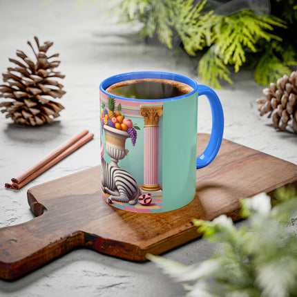 Still Life with Zebra, Fruit, and Pink Columns Colorful Mugs (11oz, 15oz)