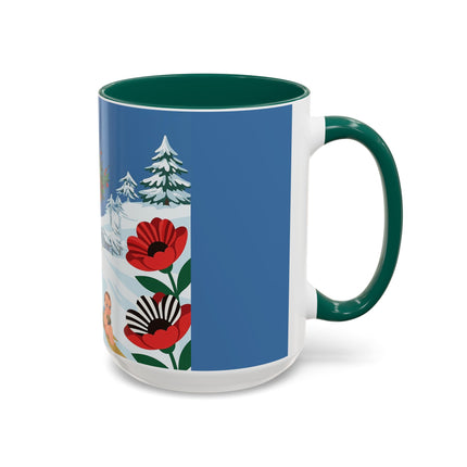 🎿🎄 The Christmas Holly Skier Colorful Mug – Whimsical Holiday Fantasy
