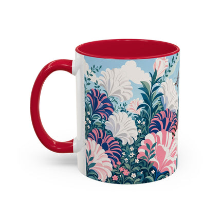 🌸🦋 The Enchanted Pink Blossom Retreat Colorful Mug – Art Deco Floral Whimsy