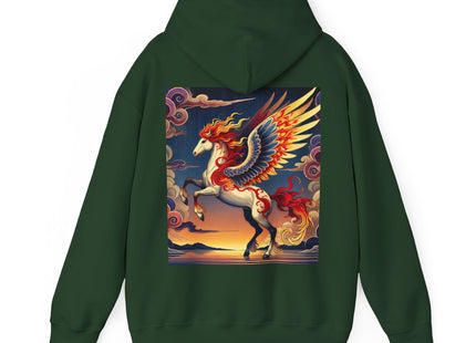 Flame-Winged Horse at Sunset – Heavy Blend™ Hooded Sweatshirt
