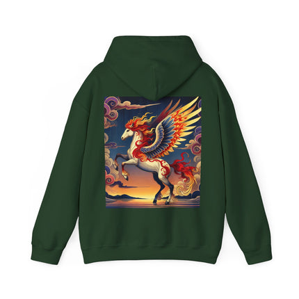 Flame-Winged Horse at Sunset – Heavy Blend™ Hooded Sweatshirt