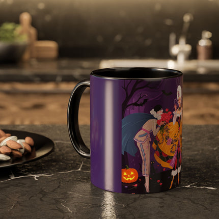 🎭🌹 The Harlequin Rose Masquerade Colorful Mug – Theatrical Halloween Romance