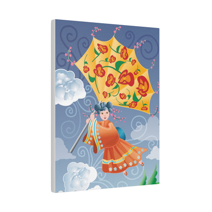 Flight of Blossoms – Whimsical Girl with Kite