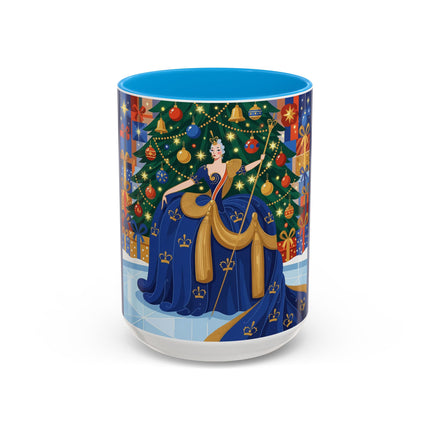 👑🎄 The Christmas Queen Of Golden Bells Colorful Mug – Art Deco Holiday Elegance