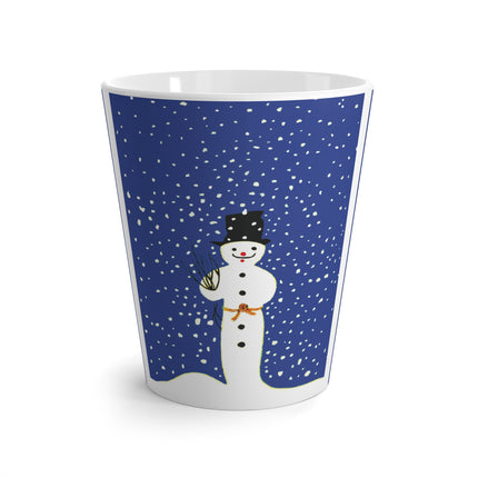 Snowman in Falling Snow Latte Mug