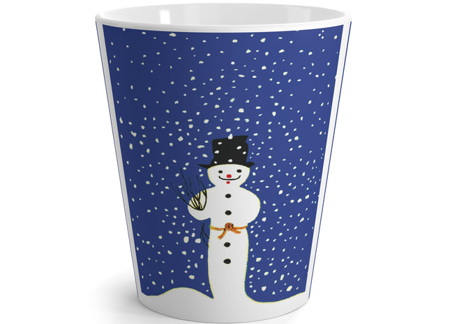Snowman in Falling Snow Latte Mug