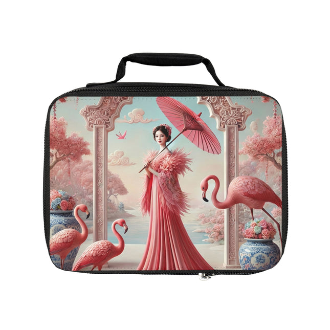 Petals, Porcelain, and Flamingos Lunch Bag
