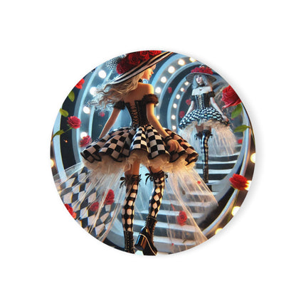 Halloween Witch Through the Mirror Cork Back Coaster