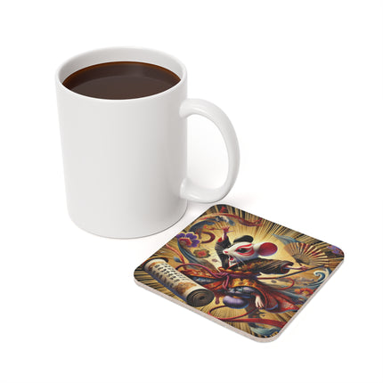 Theatrical Mouse on a Mission Cork Back Coaster