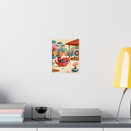 🏹🐱 Archer Kitten in the Zen Garden Matte Vertical Poster – Focus, Whimsy & Zen Balance