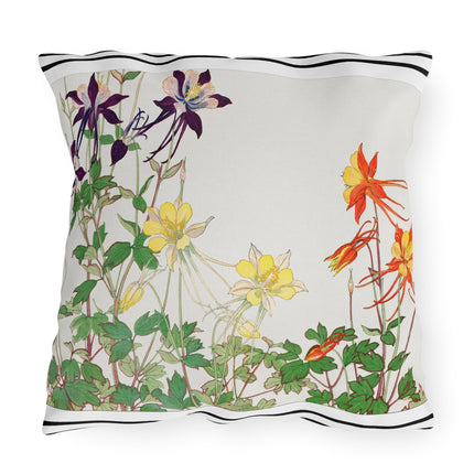 Aquilegia Flowers by Tanigami Kônan Outdoor Pillows