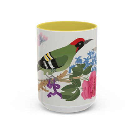 Woodpecker & Rose Colorful Mugs – Vibrant Spring & Bold Beauty
