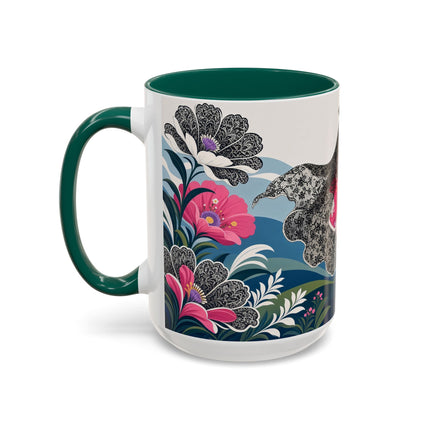 🌸🎀 The Pink Lace Garden Promenade Colorful Mug – Art Deco Fashion Elegance