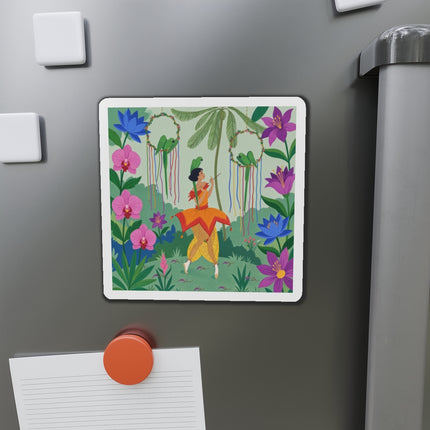🦜🌺 The Parrot Dancer Die-Cut Magnets – Art Deco Tropical Whimsy