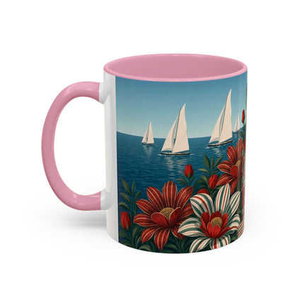 ⛵🌹 The Seaside Rose Traveler Colorful Mug – Art Deco Floral Elegance